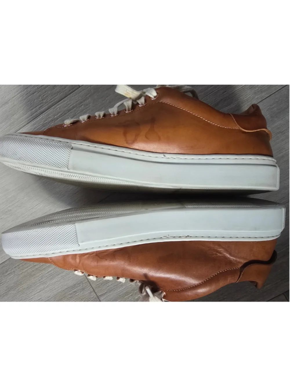 Men's Good Man BrandLegend Lo vachetta Leather Sneakers Brown and White Size 9